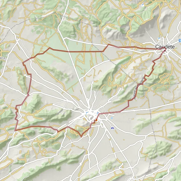 Miniatua del mapa de inspiración ciclista "Ruta de ciclismo en gravilla desde Caudete (Castilla-La Mancha, España)" en Castilla-La Mancha, Spain. Generado por Tarmacs.app planificador de rutas ciclistas