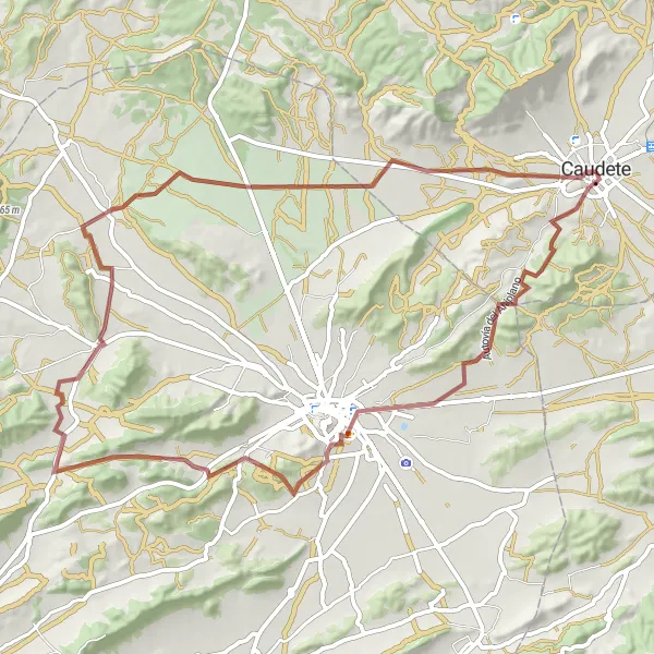 Miniatuurkaart van de fietsinspiratie "Caudete - Castillo de Caudete - Yecla" in Castilla-La Mancha, Spain. Gemaakt door de Tarmacs.app fietsrouteplanner