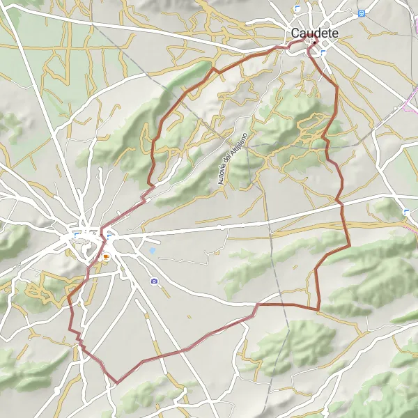 Miniatura mapy "Trasa gravelowa z Caudete do Castillo de Caudete, Toconera - Ermita, Yecla i z powrotem" - trasy rowerowej w Castilla-La Mancha, Spain. Wygenerowane przez planer tras rowerowych Tarmacs.app