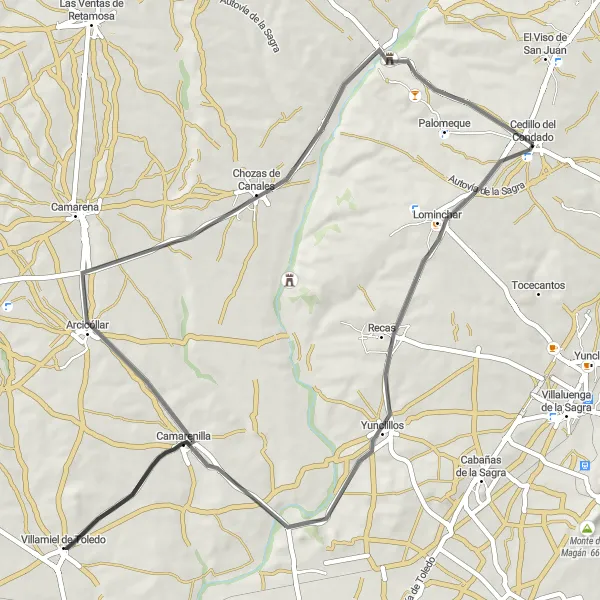 Map miniature of "The Condado Climber" cycling inspiration in Castilla-La Mancha, Spain. Generated by Tarmacs.app cycling route planner