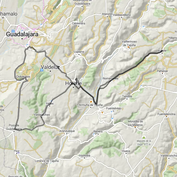Miniatura mapy "Trasa Szosowa do Valdeluz" - trasy rowerowej w Castilla-La Mancha, Spain. Wygenerowane przez planer tras rowerowych Tarmacs.app