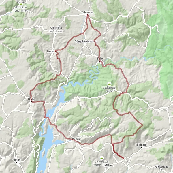 Map miniature of "The Gravel Adventure" cycling inspiration in Castilla-La Mancha, Spain. Generated by Tarmacs.app cycling route planner