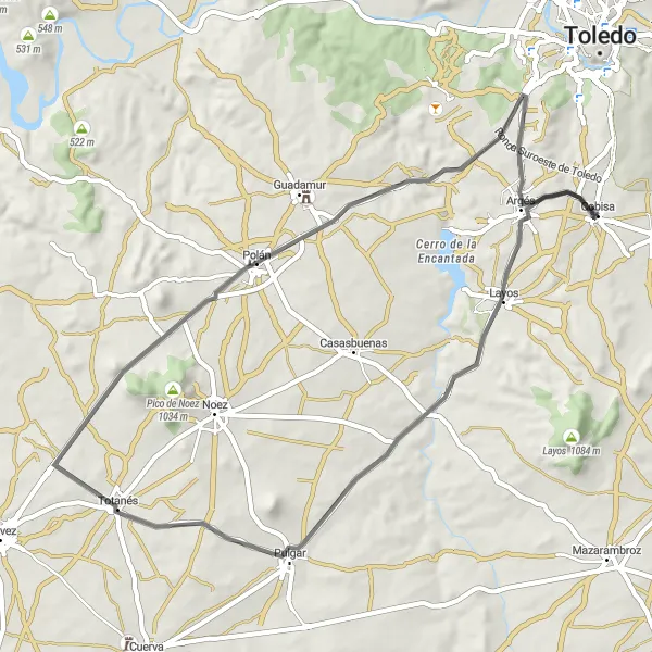 Miniatura mapy "Trasa przez krajobraz La Manchy" - trasy rowerowej w Castilla-La Mancha, Spain. Wygenerowane przez planer tras rowerowych Tarmacs.app
