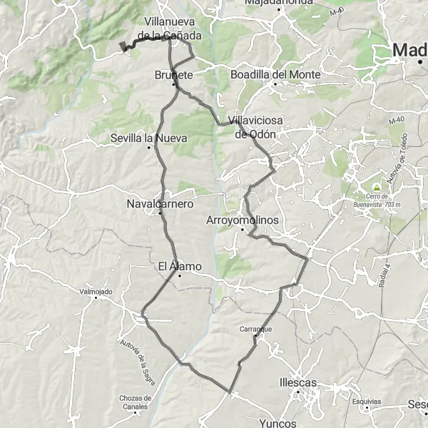 Map miniature of "Castillo de Olmos Road Challenge" cycling inspiration in Castilla-La Mancha, Spain. Generated by Tarmacs.app cycling route planner