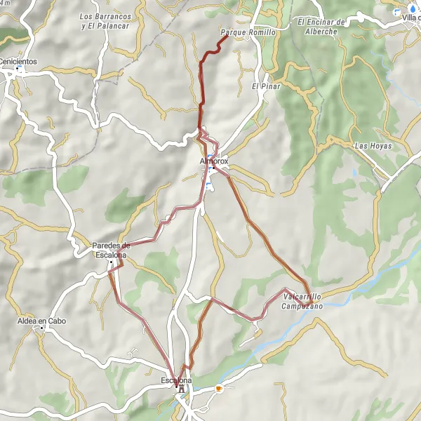 Miniatura mapy "Przejażdżka Gravelowa przez Almorox" - trasy rowerowej w Castilla-La Mancha, Spain. Wygenerowane przez planer tras rowerowych Tarmacs.app
