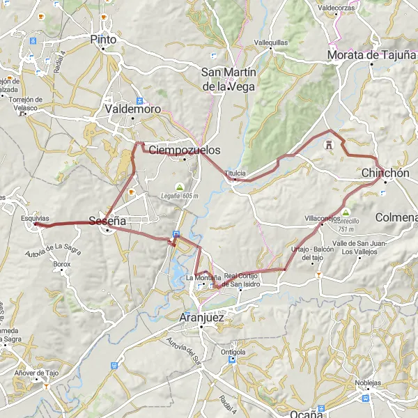 Miniatuurkaart van de fietsinspiratie "Rondrit langs Urbanización el Quiñón en Seseña" in Castilla-La Mancha, Spain. Gemaakt door de Tarmacs.app fietsrouteplanner