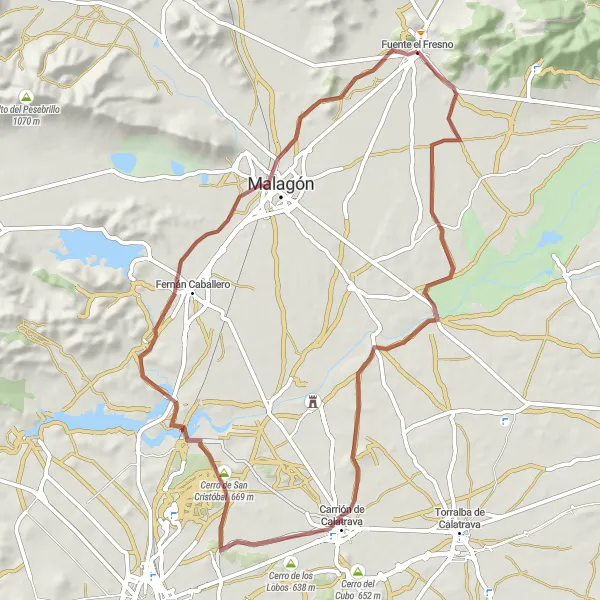 Miniatua del mapa de inspiración ciclista "Ruta de Aventura" en Castilla-La Mancha, Spain. Generado por Tarmacs.app planificador de rutas ciclistas