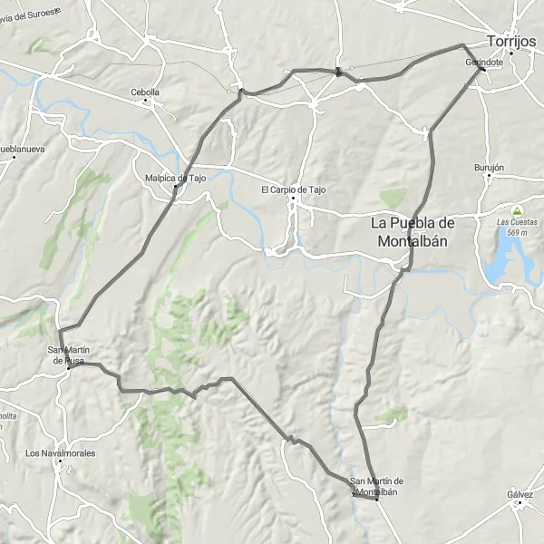 Miniatua del mapa de inspiración ciclista "Ruta de los Secretos de Toledo" en Castilla-La Mancha, Spain. Generado por Tarmacs.app planificador de rutas ciclistas