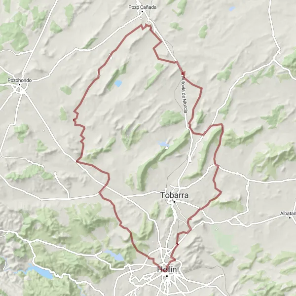 Miniatua del mapa de inspiración ciclista "Recorrido por la Naturaleza Salvaje" en Castilla-La Mancha, Spain. Generado por Tarmacs.app planificador de rutas ciclistas