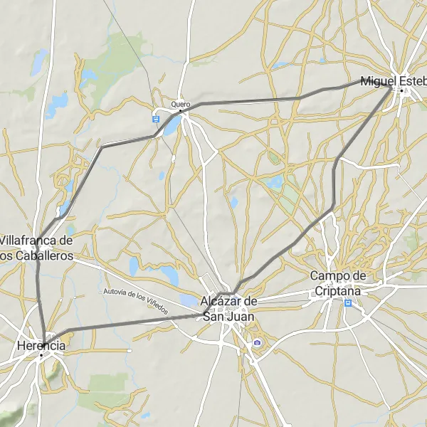 Map miniature of "Toledo Exploration" cycling inspiration in Castilla-La Mancha, Spain. Generated by Tarmacs.app cycling route planner