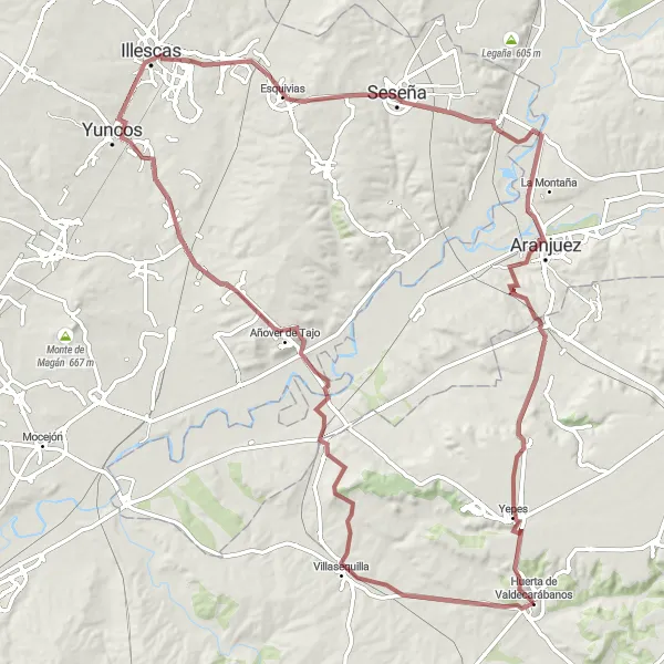 Map miniature of "Gravel Adventure" cycling inspiration in Castilla-La Mancha, Spain. Generated by Tarmacs.app cycling route planner