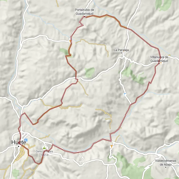 Miniatua del mapa de inspiración ciclista "Ruta en bicicleta de gravilla desde Huete" en Castilla-La Mancha, Spain. Generado por Tarmacs.app planificador de rutas ciclistas