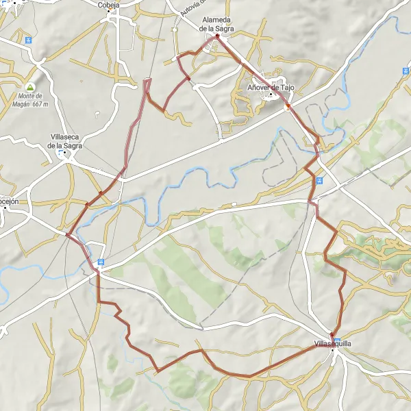 Map miniature of "Villasequilla Adventure" cycling inspiration in Castilla-La Mancha, Spain. Generated by Tarmacs.app cycling route planner