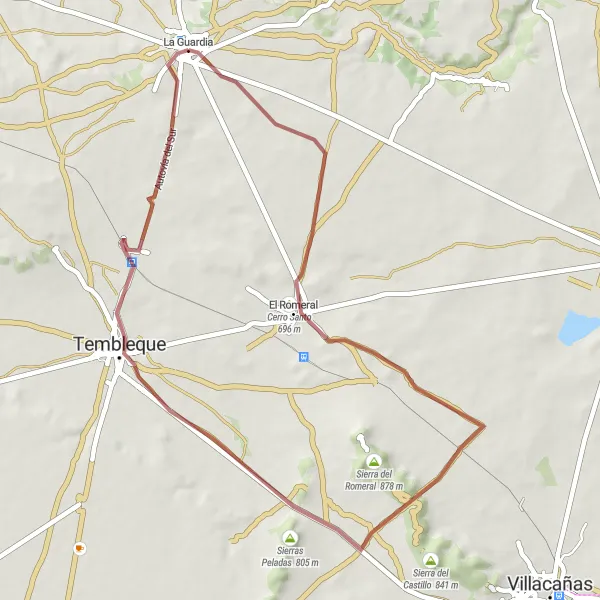 Map miniature of "Cerro Santo Loop" cycling inspiration in Castilla-La Mancha, Spain. Generated by Tarmacs.app cycling route planner