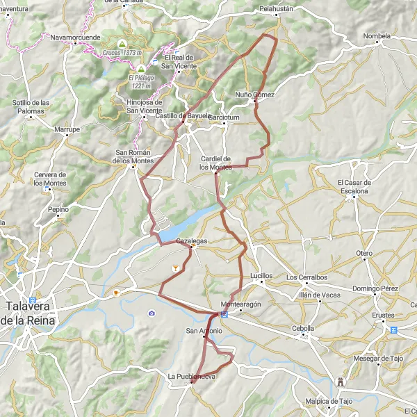 Miniatuurkaart van de fietsinspiratie "Verrassende Gravelroute rond La Pueblanueva" in Castilla-La Mancha, Spain. Gemaakt door de Tarmacs.app fietsrouteplanner