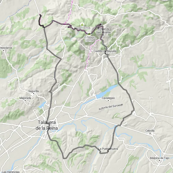 Map miniature of "Castilla-La Mancha Epic Road Cycling Route" cycling inspiration in Castilla-La Mancha, Spain. Generated by Tarmacs.app cycling route planner