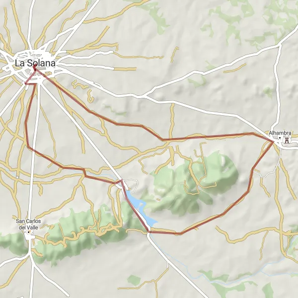 Miniatura mapy "Malowniczy szlak gravelowy z La Solana" - trasy rowerowej w Castilla-La Mancha, Spain. Wygenerowane przez planer tras rowerowych Tarmacs.app