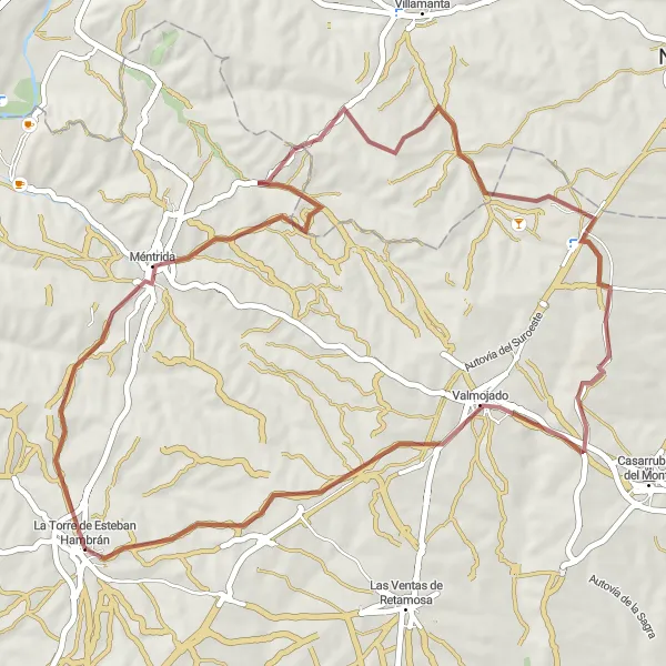Miniatura mapy "Przejażdżka Gravelowa przez Valmojado" - trasy rowerowej w Castilla-La Mancha, Spain. Wygenerowane przez planer tras rowerowych Tarmacs.app