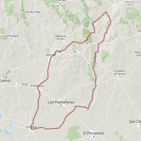 Map miniature of "Route 352445" cycling inspiration in Castilla-La Mancha, Spain. Generated by Tarmacs.app cycling route planner