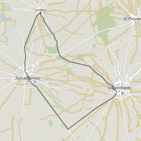 Map miniature of "Las Mesas – Socuéllamos Loop" cycling inspiration in Castilla-La Mancha, Spain. Generated by Tarmacs.app cycling route planner