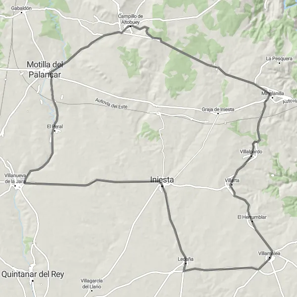 Map miniature of "Ultimate Castilla-La Mancha Ride" cycling inspiration in Castilla-La Mancha, Spain. Generated by Tarmacs.app cycling route planner