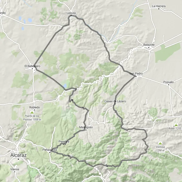 Miniatuurkaart van de fietsinspiratie "Epische roadtrip naar Masegoso" in Castilla-La Mancha, Spain. Gemaakt door de Tarmacs.app fietsrouteplanner