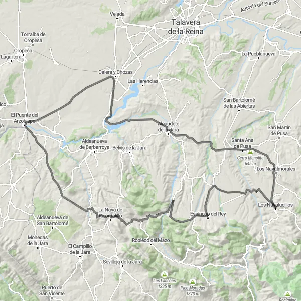 Miniatuurkaart van de fietsinspiratie "Heuvelachtige roadtrip door Los Navalucillos" in Castilla-La Mancha, Spain. Gemaakt door de Tarmacs.app fietsrouteplanner