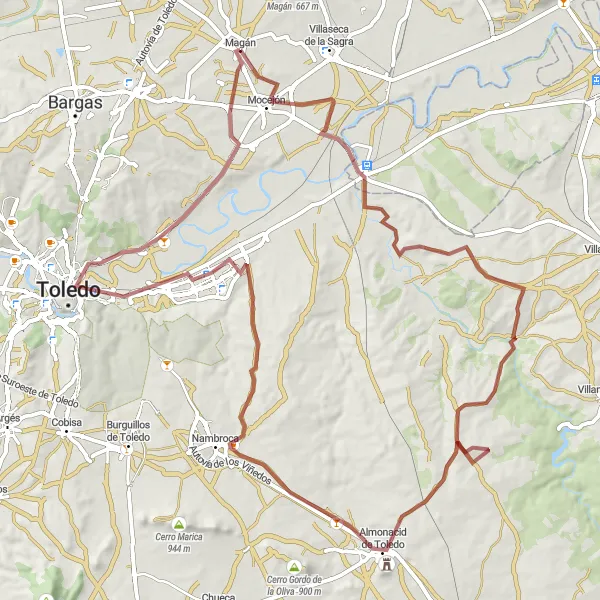 Miniatura mapy "Trasa Algodor" - trasy rowerowej w Castilla-La Mancha, Spain. Wygenerowane przez planer tras rowerowych Tarmacs.app