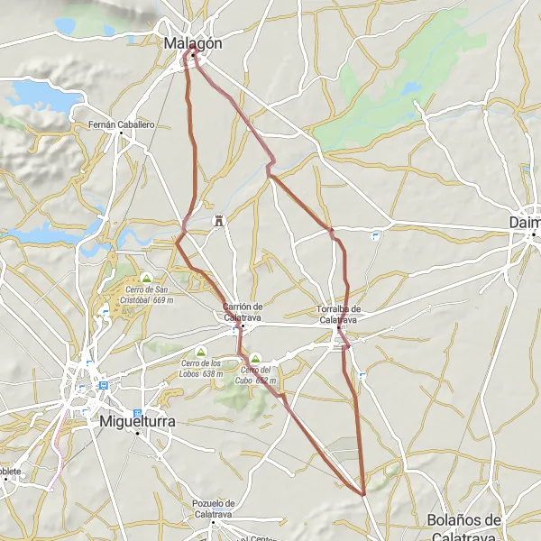 Map miniature of "Scenic Views and Hidden Gems" cycling inspiration in Castilla-La Mancha, Spain. Generated by Tarmacs.app cycling route planner