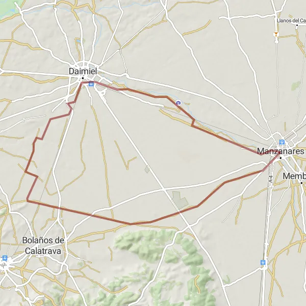 Miniatuurkaart van de fietsinspiratie "Ontdek de natuur en geschiedenis" in Castilla-La Mancha, Spain. Gemaakt door de Tarmacs.app fietsrouteplanner