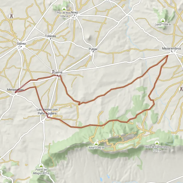 Miniatura mapy "Przyjemna trasa rowerowa dla wszystkich" - trasy rowerowej w Castilla-La Mancha, Spain. Wygenerowane przez planer tras rowerowych Tarmacs.app