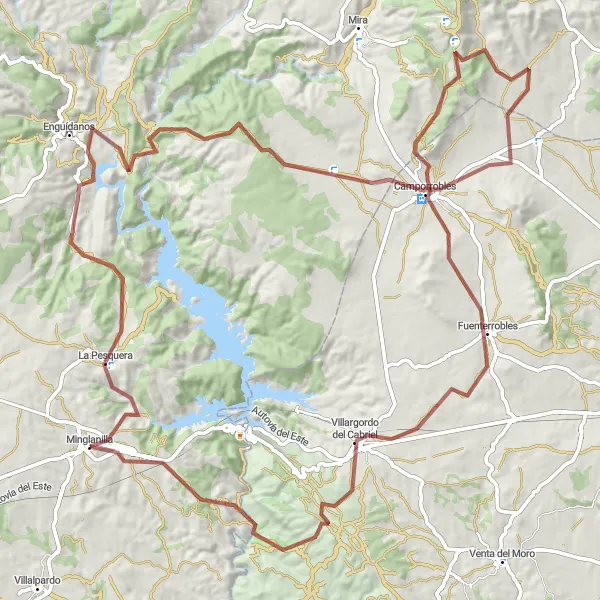 Map miniature of "Gravel Paradise: Minglanilla and the Surrounding Wilderness" cycling inspiration in Castilla-La Mancha, Spain. Generated by Tarmacs.app cycling route planner