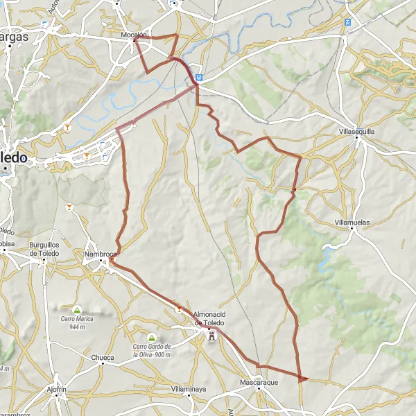 Map miniature of "Gravel Adventure" cycling inspiration in Castilla-La Mancha, Spain. Generated by Tarmacs.app cycling route planner