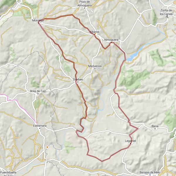 Miniatura mapy "Przejażdżka przez Driebes i Leganiel" - trasy rowerowej w Castilla-La Mancha, Spain. Wygenerowane przez planer tras rowerowych Tarmacs.app