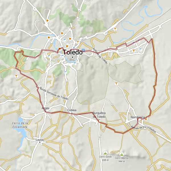 Miniatura mapy "Trasa Gravel: Nambroca - Santa María de Benquerencia" - trasy rowerowej w Castilla-La Mancha, Spain. Wygenerowane przez planer tras rowerowych Tarmacs.app