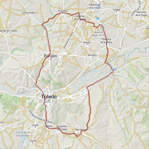 Miniaturekort af cykelinspirationen "Rundtur cykelrute fra Nambroca tilbage via Cobisa og Monte de Magán" i Castilla-La Mancha, Spain. Genereret af Tarmacs.app cykelruteplanlægger