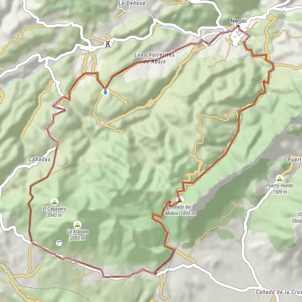 Miniatua del mapa de inspiración ciclista "Ruta de Los Chorretites de Abajo" en Castilla-La Mancha, Spain. Generado por Tarmacs.app planificador de rutas ciclistas