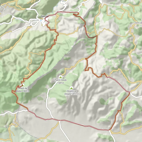 Map miniature of "Scenic Gravel Ride near Nerpio" cycling inspiration in Castilla-La Mancha, Spain. Generated by Tarmacs.app cycling route planner