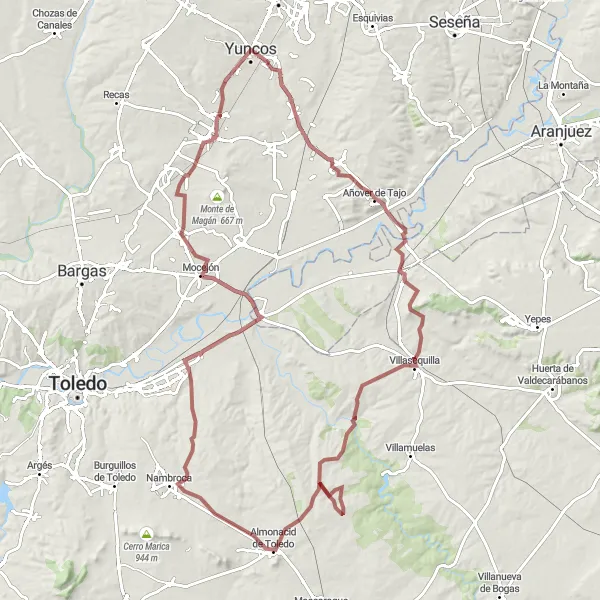 Map miniature of "Numancia de la Sagra Gravel Epic Adventure" cycling inspiration in Castilla-La Mancha, Spain. Generated by Tarmacs.app cycling route planner