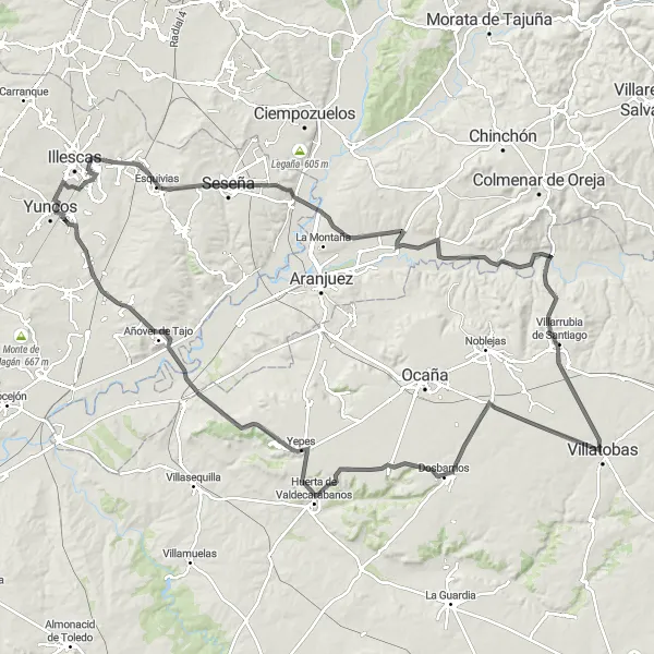 Miniatura mapy "Niezwykła trasa rowerowa z Numancia de la Sagra" - trasy rowerowej w Castilla-La Mancha, Spain. Wygenerowane przez planer tras rowerowych Tarmacs.app