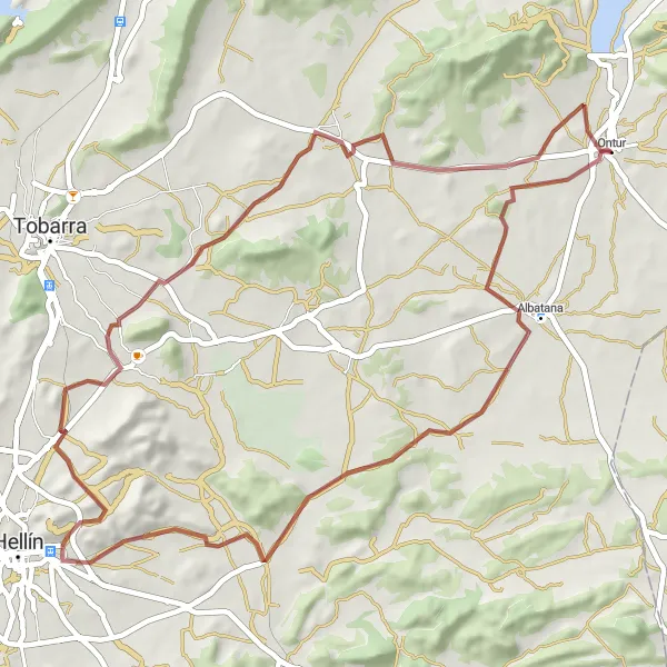 Map miniature of "Gravel Adventure to Caserío Alborajico" cycling inspiration in Castilla-La Mancha, Spain. Generated by Tarmacs.app cycling route planner