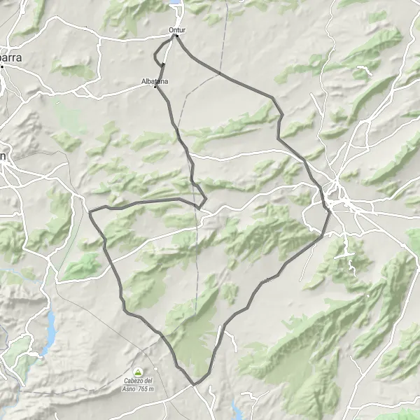 Miniatura mapy "Wyzwania Castillo de Jumilla" - trasy rowerowej w Castilla-La Mancha, Spain. Wygenerowane przez planer tras rowerowych Tarmacs.app
