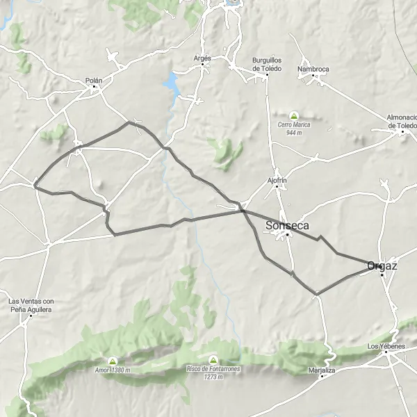 Miniatua del mapa de inspiración ciclista "Ruta de Arisgotas" en Castilla-La Mancha, Spain. Generado por Tarmacs.app planificador de rutas ciclistas