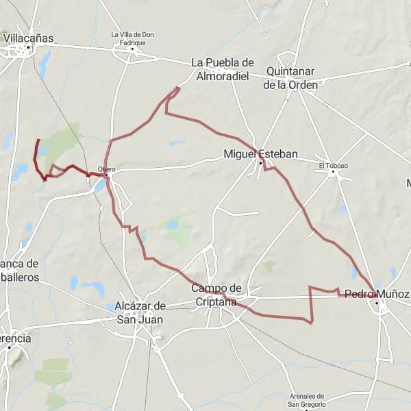 Miniatura mapy "Trasa szutrowa pełna przygód" - trasy rowerowej w Castilla-La Mancha, Spain. Wygenerowane przez planer tras rowerowych Tarmacs.app