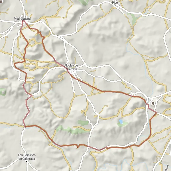 Miniatua del mapa de inspiración ciclista "Camino de Tierra y Batallas" en Castilla-La Mancha, Spain. Generado por Tarmacs.app planificador de rutas ciclistas