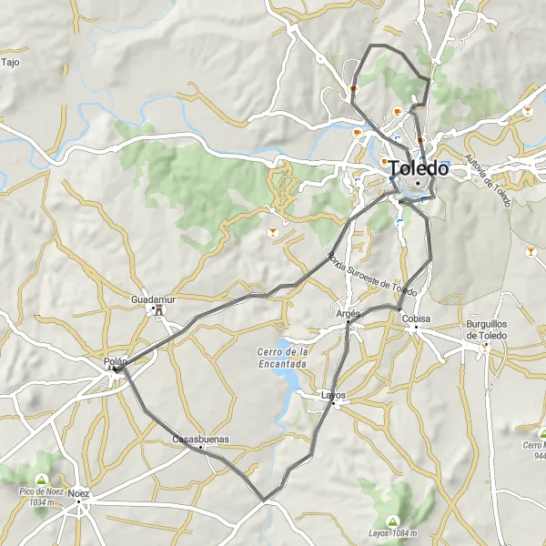 Miniatura mapy "Trasa rowerowa wokół Polánu (Castilla-La Mancha, Hiszpania)" - trasy rowerowej w Castilla-La Mancha, Spain. Wygenerowane przez planer tras rowerowych Tarmacs.app