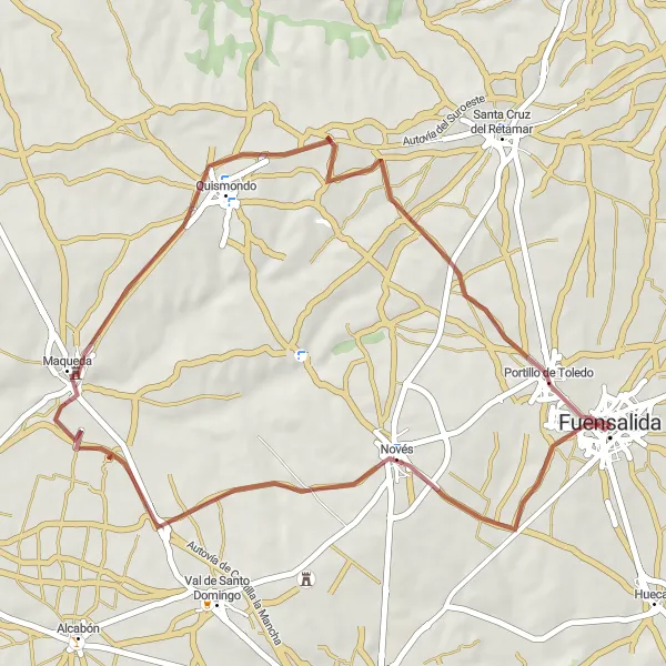 Map miniature of "Gravel Adventure in Portillo de Toledo" cycling inspiration in Castilla-La Mancha, Spain. Generated by Tarmacs.app cycling route planner