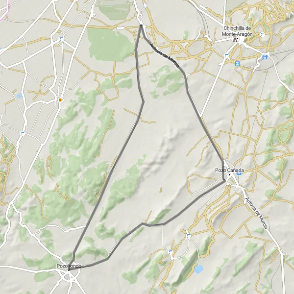 Miniatura mapy "Przejażdżka do Pozo Cañada" - trasy rowerowej w Castilla-La Mancha, Spain. Wygenerowane przez planer tras rowerowych Tarmacs.app