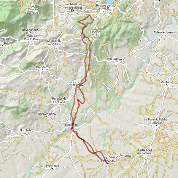 Miniatua del mapa de inspiración ciclista "Ruta en bicicleta de grava desde Quismondo" en Castilla-La Mancha, Spain. Generado por Tarmacs.app planificador de rutas ciclistas