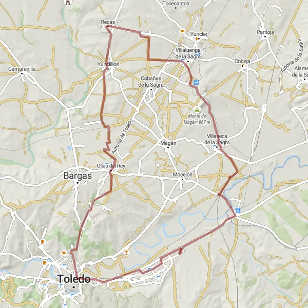 Map miniature of "Sagra Gravel Route" cycling inspiration in Castilla-La Mancha, Spain. Generated by Tarmacs.app cycling route planner